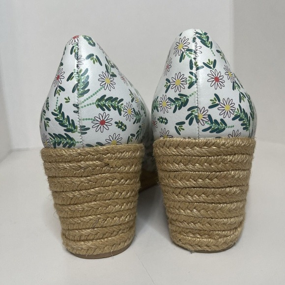 Jack Rogers - Criss-Cross Wedge Espadrilles - Palmer - White Daisy - 9 NWOB